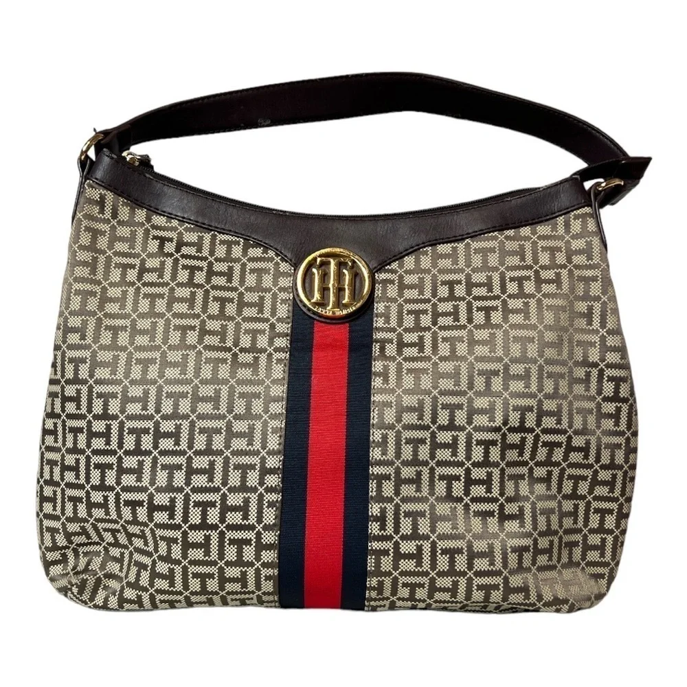 Tommy Hilfiger Vintage Logo Canvas Shoulder Bag